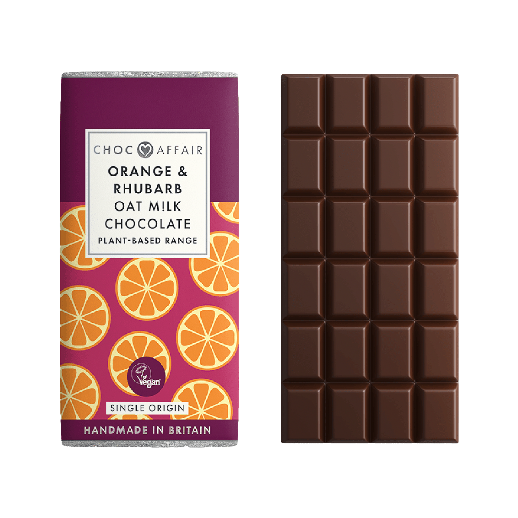 Choc Affair | Orange & Rhubarb Oat M!lk Chocolate Bar | Basecamp