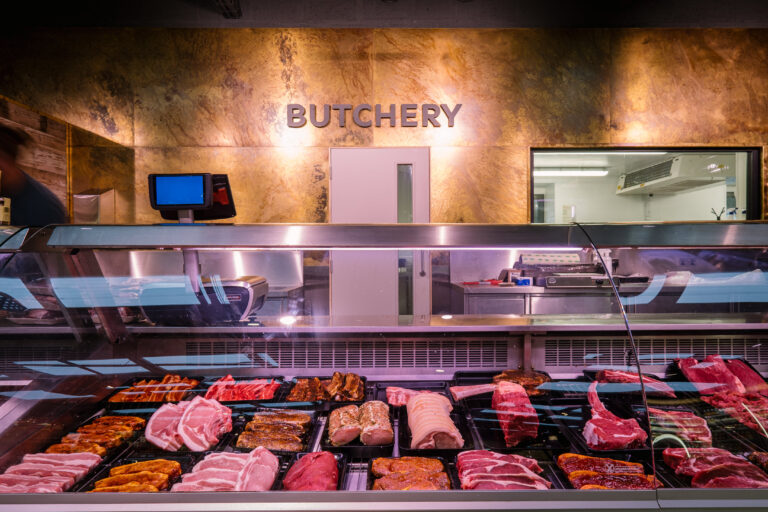 Butchery counter display at Basecamp North Lakes in Cumbria